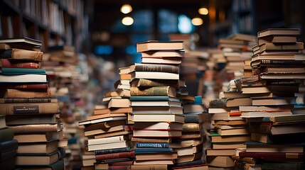 Stack of books at the bookshop