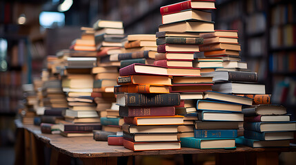 Stack of books at the bookshop