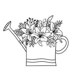 Watering Can, Can with Flowers , Flowers in watering can, Gardening, Gardening Tool, Watering can flower, Bouquet of flowers