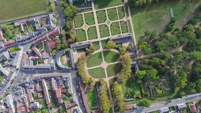 Aerial view of Valen&ccedil;ay Castle, France.