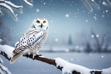 A card featuring a snowy owl perched on a branch.