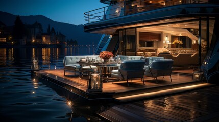 Fototapeta na wymiar Luxury boat at night