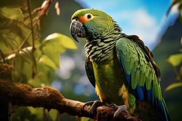 blue fronted amazon in natural forest environment. Wildlife photography