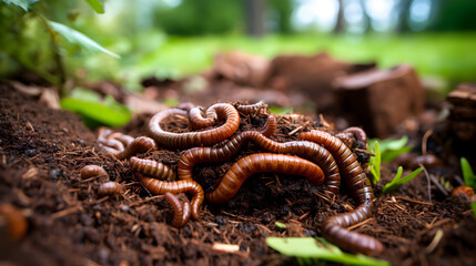 Detail of worms in nature.