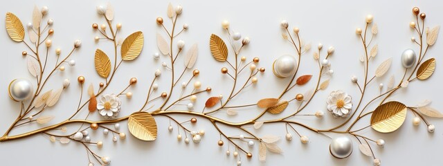 Delicate floral background with golden leaves