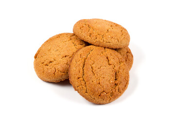 Oatmeal biscuits on a white background. Close-up of oatmeal cookies.