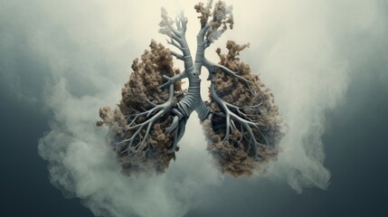 Processing of human lungs with smoke. no smoking concept. - obrazy, fototapety, plakaty