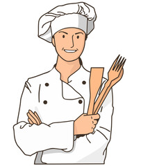 chef holding a kitchen tools