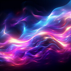 Obraz premium Abstract Waves Spark Neon Lighting Electric Expulsion Background. Generative AI