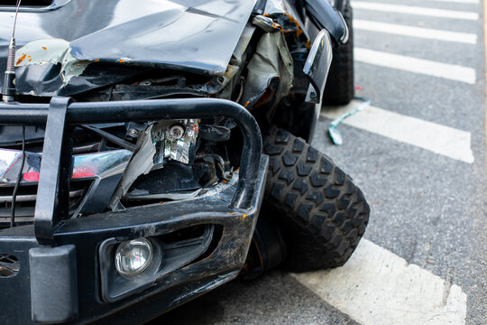 The condition of the damaged vehicle in the accident.
