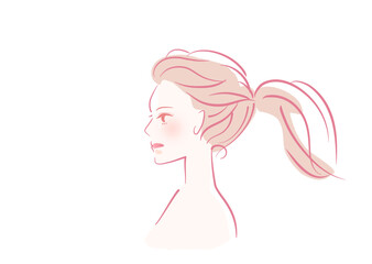 横顔_女性_横顔の社会人女性イラスト_人物