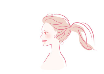 横顔_女性_横顔の社会人女性イラスト_人物