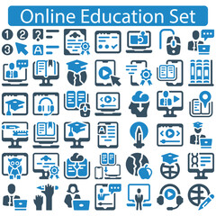 Online Education and Learning icon set 