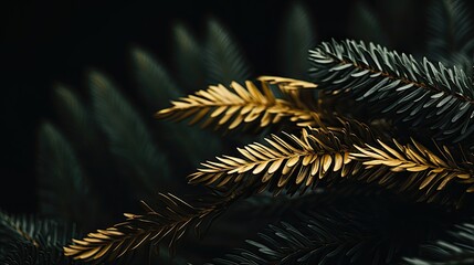 Portrait gold fir on the black background AI Generative