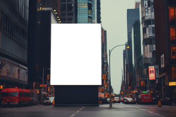 mock up of blank advertising billboard or light box showcase poster template on city street, copy space for your text message or media content, advertisement commercial, branding and marketing concept