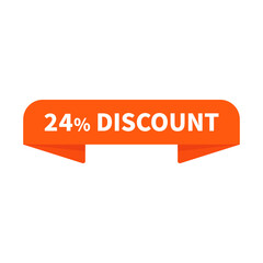 24 Discount In Orange Rounded Rectangle Ribbon Shape For Advertising Sale Business
