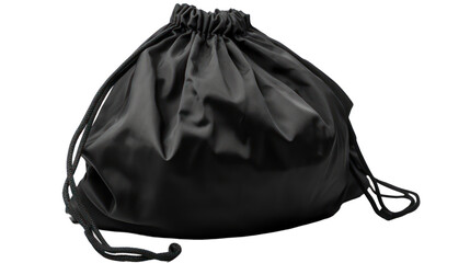 black fabric bag isolated on transparent background,transparency 
