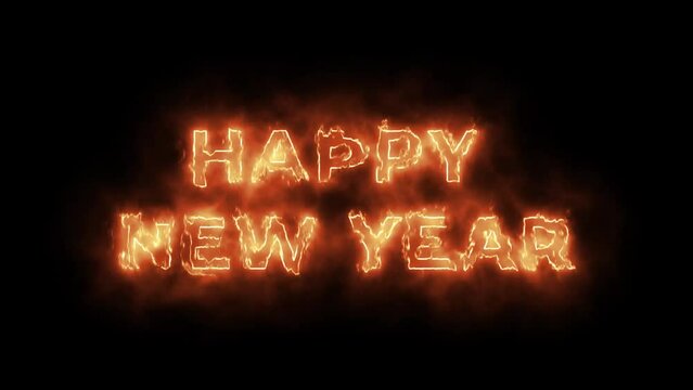 Happy New Year Abstract background Fire alphabet letters.