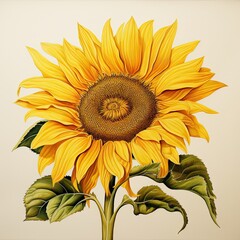 Fototapeta premium Sunflower flowers , watercolor drawing, botanical painting. Spring concept