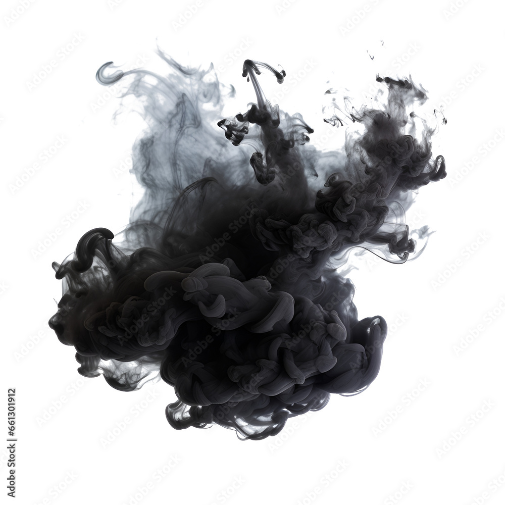 Wall mural Transparent black smoke cloud isolated