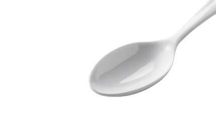 White cereamic spoon isolated on transparent background,Transparency 