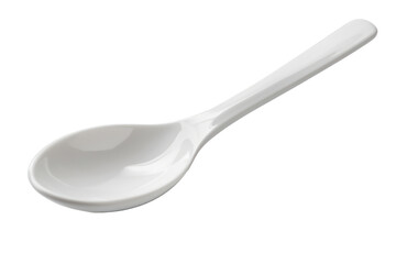 White cereamic spoon isolated on transparent background,Transparency 