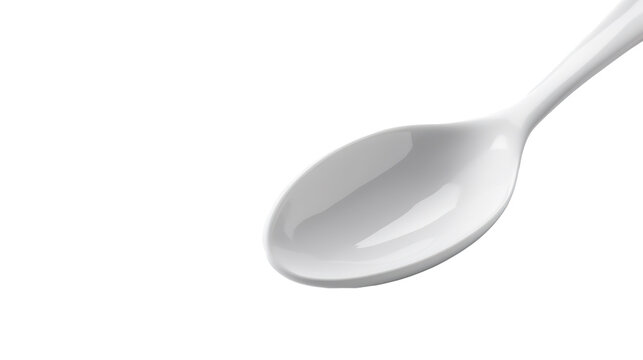 White cereamic spoon isolated on transparent background,Transparency 