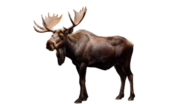 Moose Deer Standing. Isolated on Transparent background.