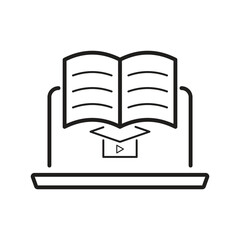E-learning Black and White icon set. Online education Elements Outline editable icon set. Thin line icons set. Smart Learning. Online tuition, e-learning, video courses, Graduation, Education Modern.