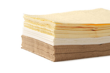 Beige paper napkins on white background studio shot