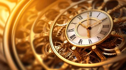 Rolgordijnen time spiral concept image Unusual watch with roman arabic numerals and clock hands © Daisha