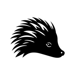 Hedgehog head black silhouette logo vector