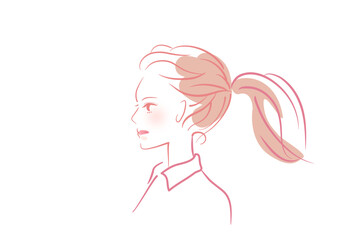  横顔_女性_横顔の社会人女性イラスト_人物
