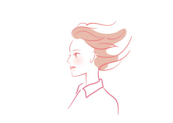  横顔_女性_横顔の社会人女性イラスト_人物