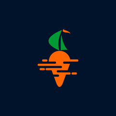 Carrot fruit crate box vector icon symbol isolated on black background