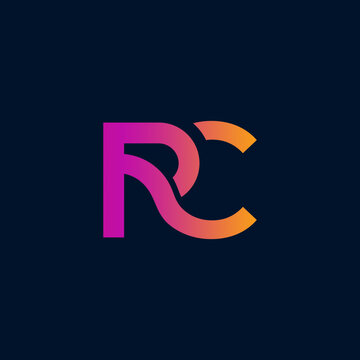 Logo sign rc cr icon sign two interlaced letters r, C vector logo rc