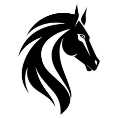 horse, vintage logo line art concept black and white color, hand drawn illustration