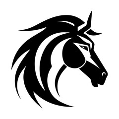 horse, vintage logo line art concept black and white color, hand drawn illustration