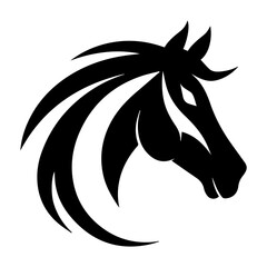 horse, vintage logo line art concept black and white color, hand drawn illustration