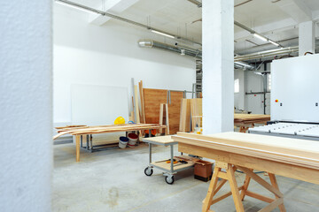 Interior of large workshop of contemporary furniture factory