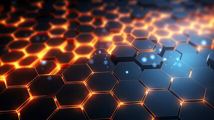 Futuristic hexagonal wallpaper with glowing elements.