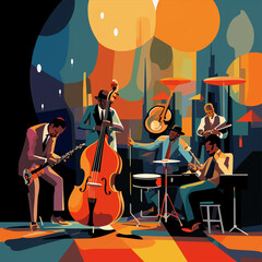 Fototapeta premium Art group of jazz musicians
