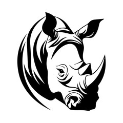 Rhinoceros head tattoo, tattoo illustration, vector on a white background.