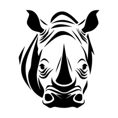 Rhinoceros head tattoo, tattoo illustration, vector on a white background.