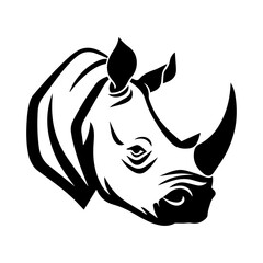 Rhinoceros head tattoo, tattoo illustration, vector on a white background.