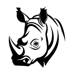 Rhinoceros head tattoo, tattoo illustration, vector on a white background.