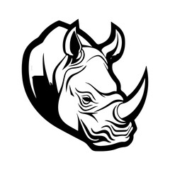 Rhinoceros head tattoo, tattoo illustration, vector on a white background.