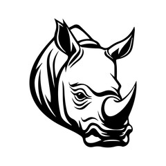 Rhinoceros head tattoo, tattoo illustration, vector on a white background.