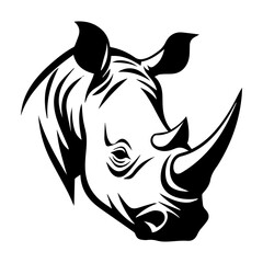 Rhinoceros head tattoo, tattoo illustration, vector on a white background.