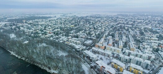 Ausblick auf Augsburg-Hochzoll im Winter, Hochzoll-Nord im Schnee